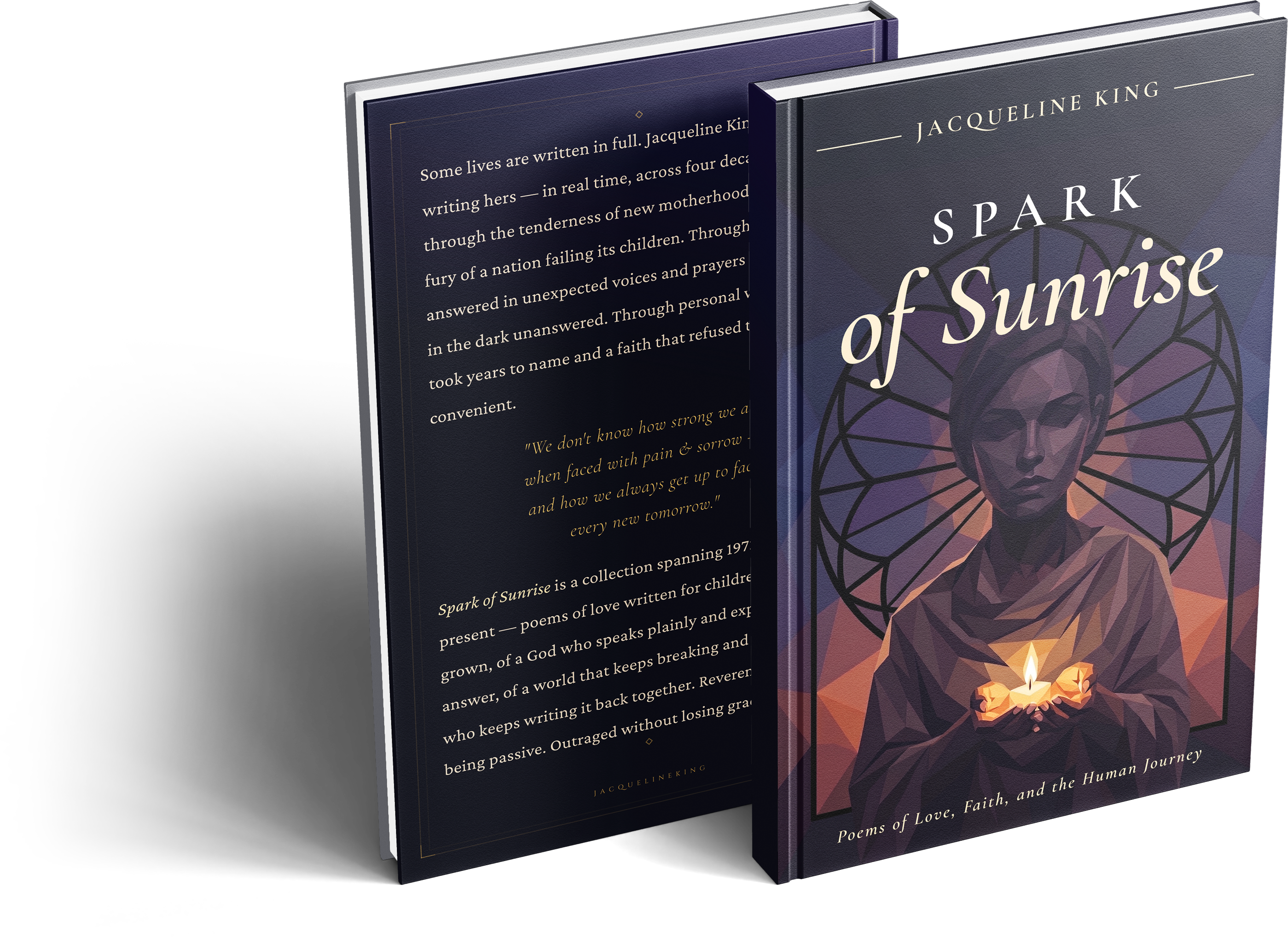 3D book mockup of Spark of Sunrise by Jacqueline King